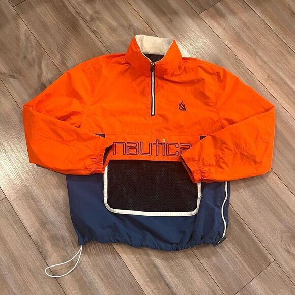 Nautica Orange and Blue Windbreaker Jacket Men‎ Medium - Picture 1 of 4